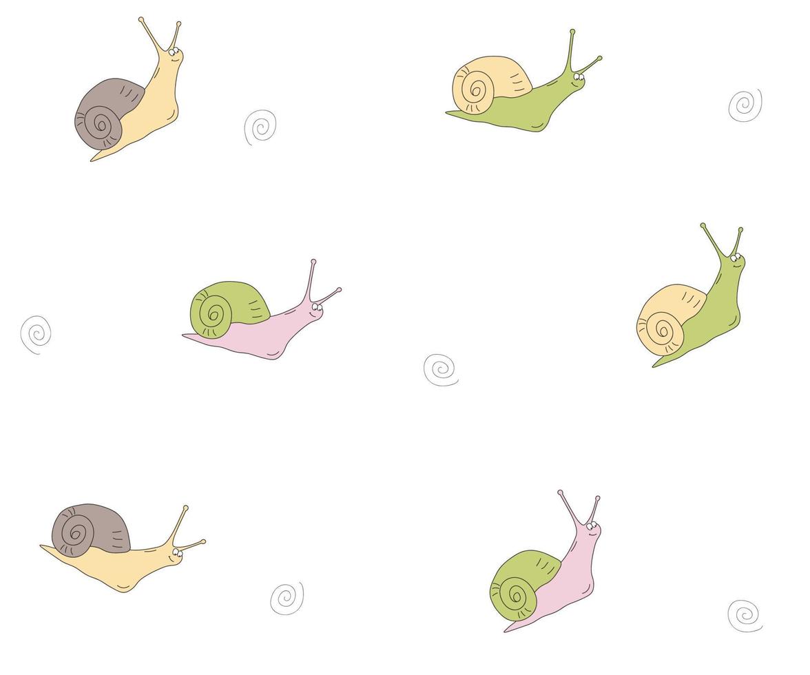 seamless children's pattern of multicolored snails vector