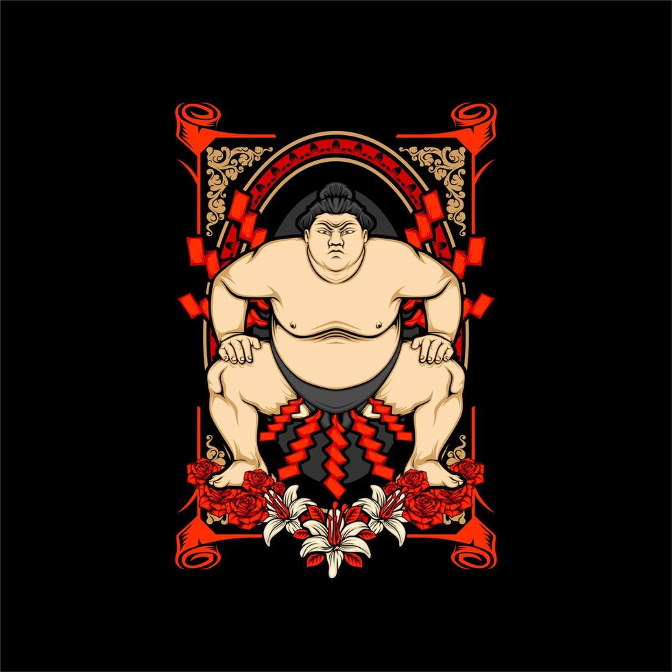 japanese sumo illustration vector