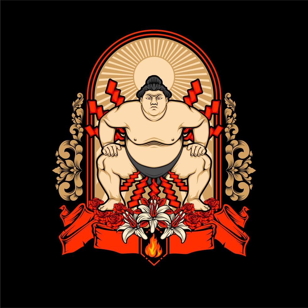 ilustración de sumo japonés vector