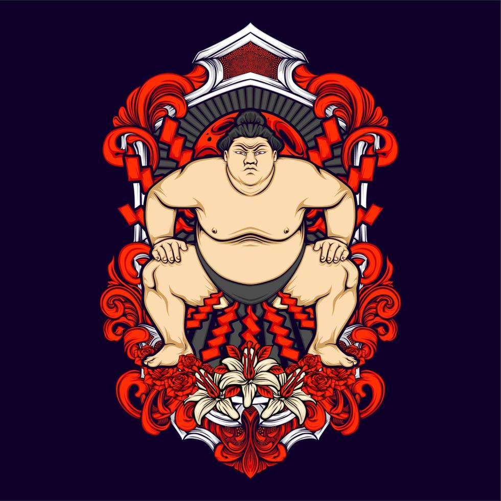 japanese sumo illustration vector