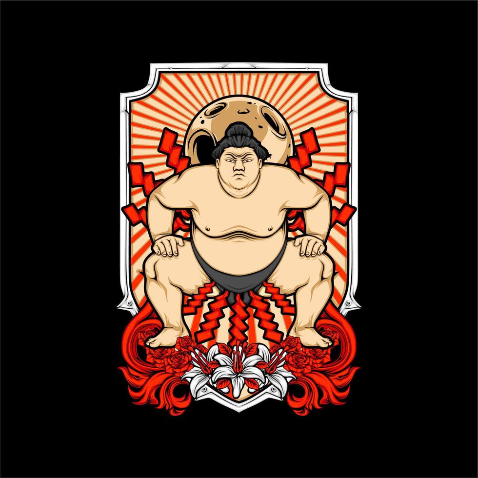 japanese sumo illustration vector