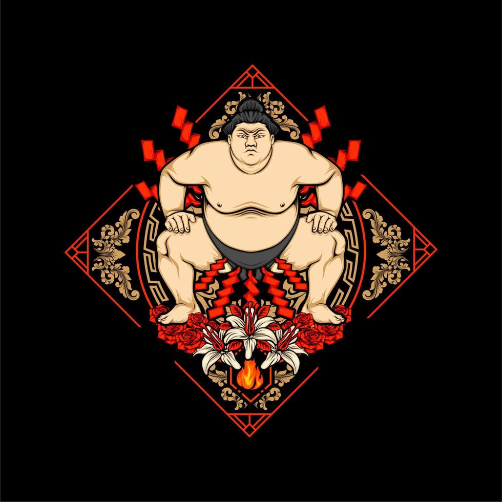 ilustración de sumo japonés vector