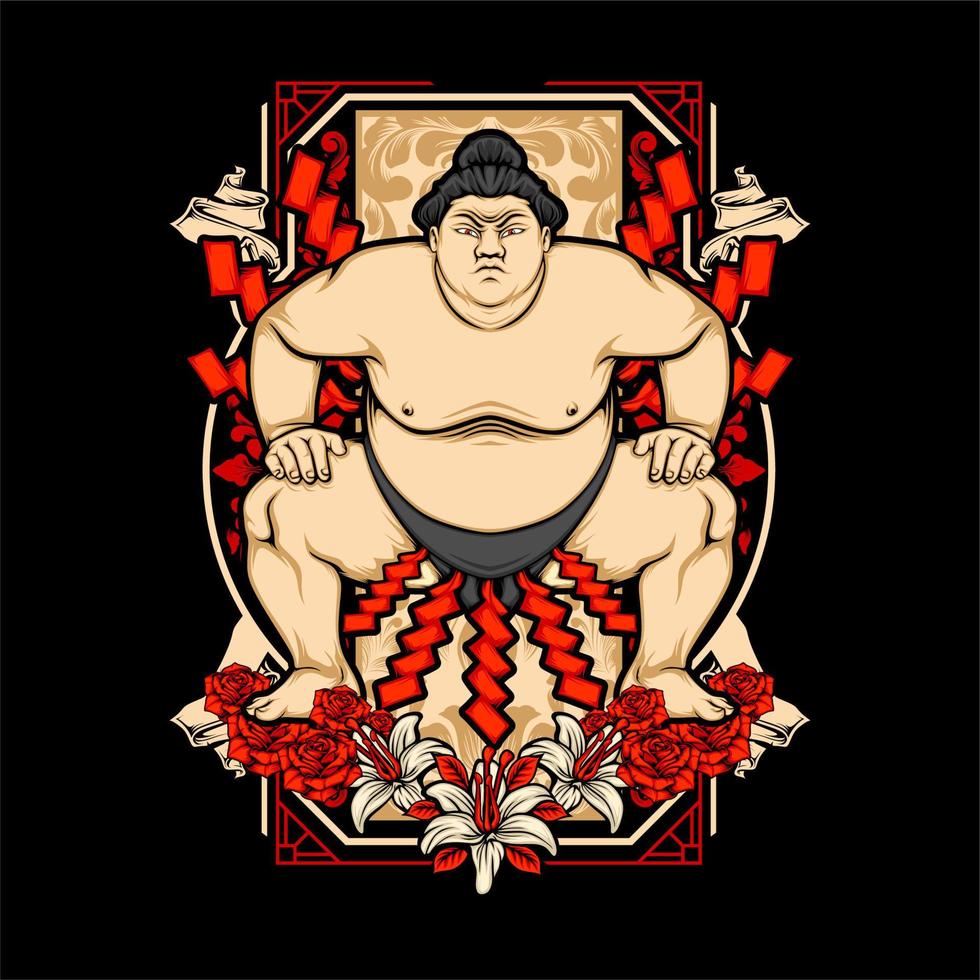 ilustración de sumo japonés vector