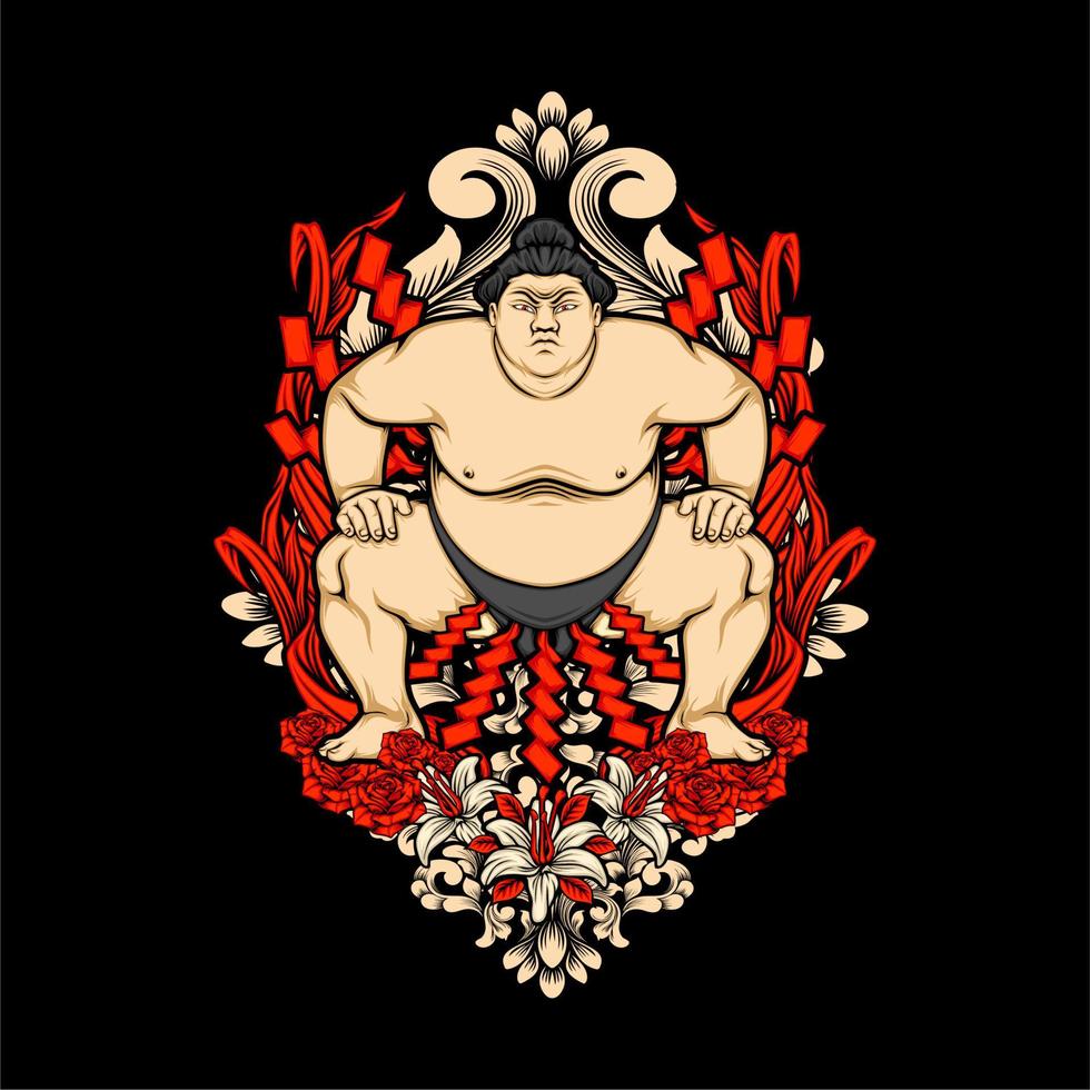 ilustración de sumo japonés vector