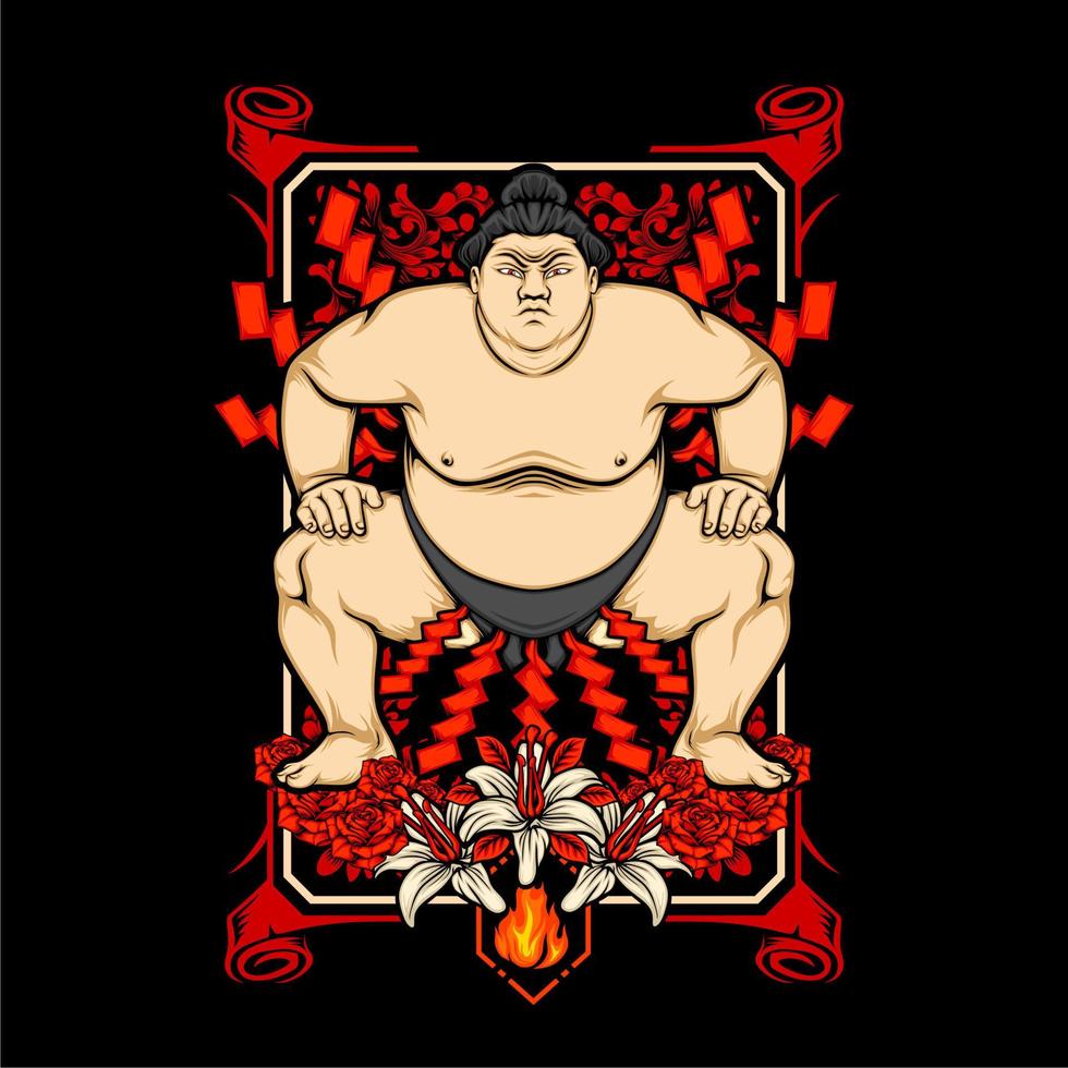 ilustración de sumo japonés vector