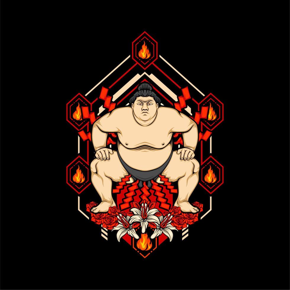 ilustración de sumo japonés vector