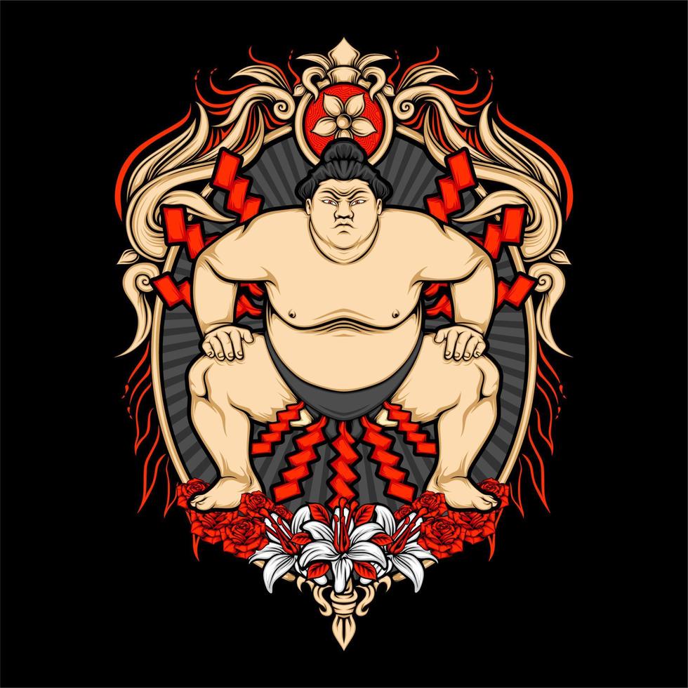 japanese sumo illustration vector