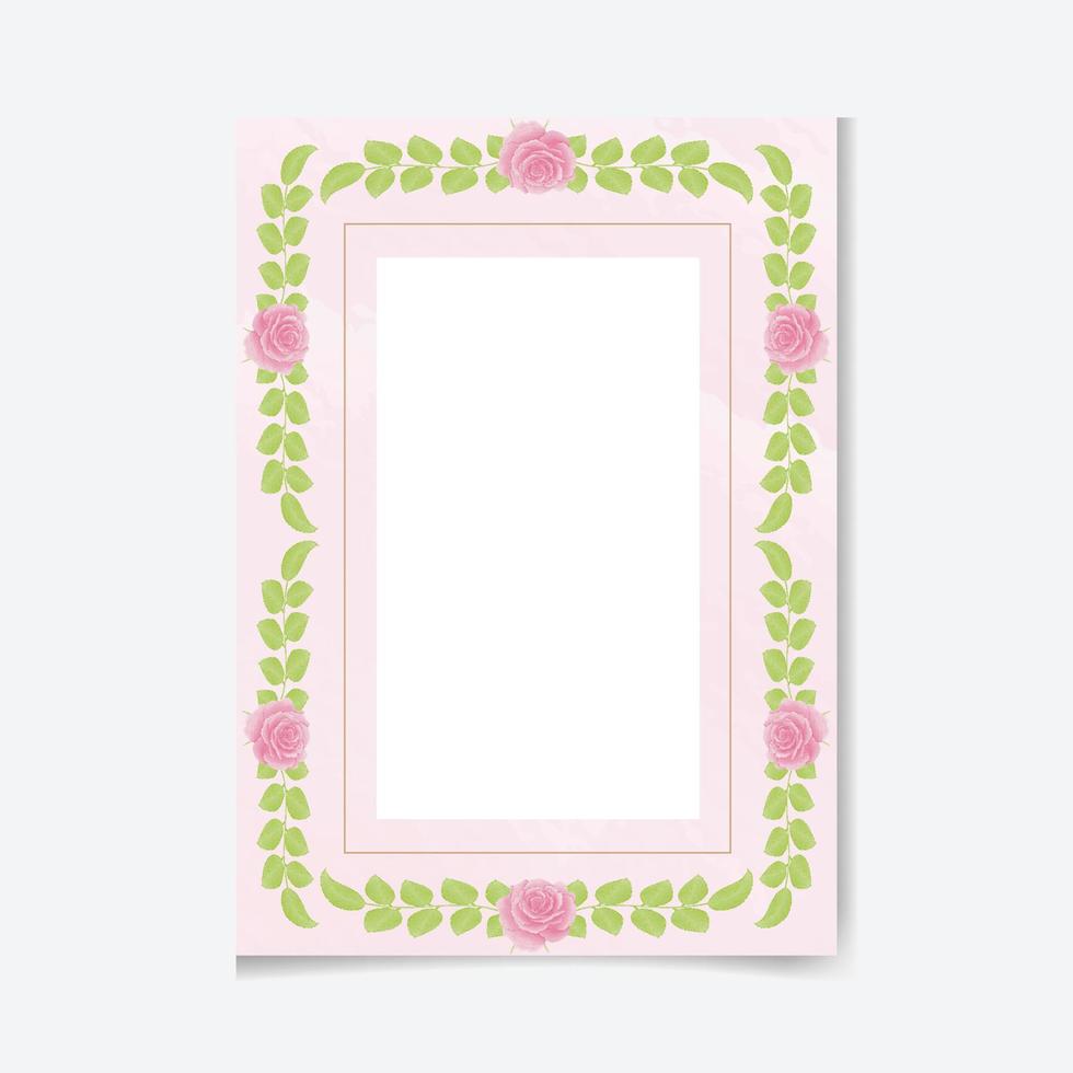 Invitación de boda floral con hermosa acuarela de flor rosa colorida vector