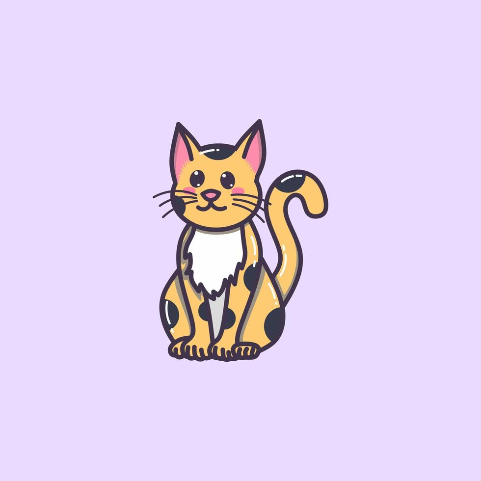cat illustration vector, sitting cat illustration, sitting cat vector. fit for children's drawing book, cute animal, cute icon, and cute stickers. vector