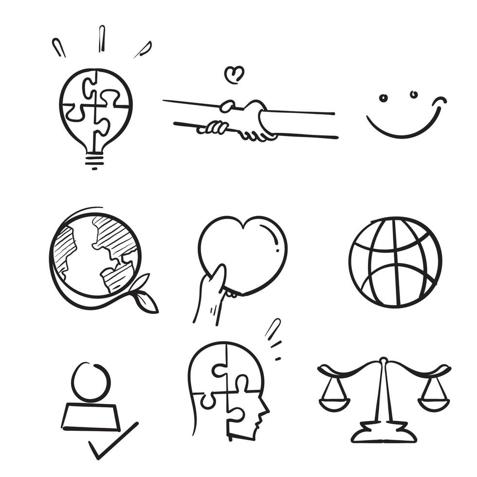 hand drawn doodle industry icon illustration symbol collection isolated vector