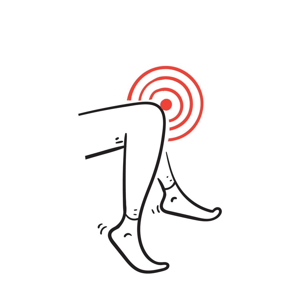 hand drawn doodle pain in the leg icon illustration symbol isolated vector