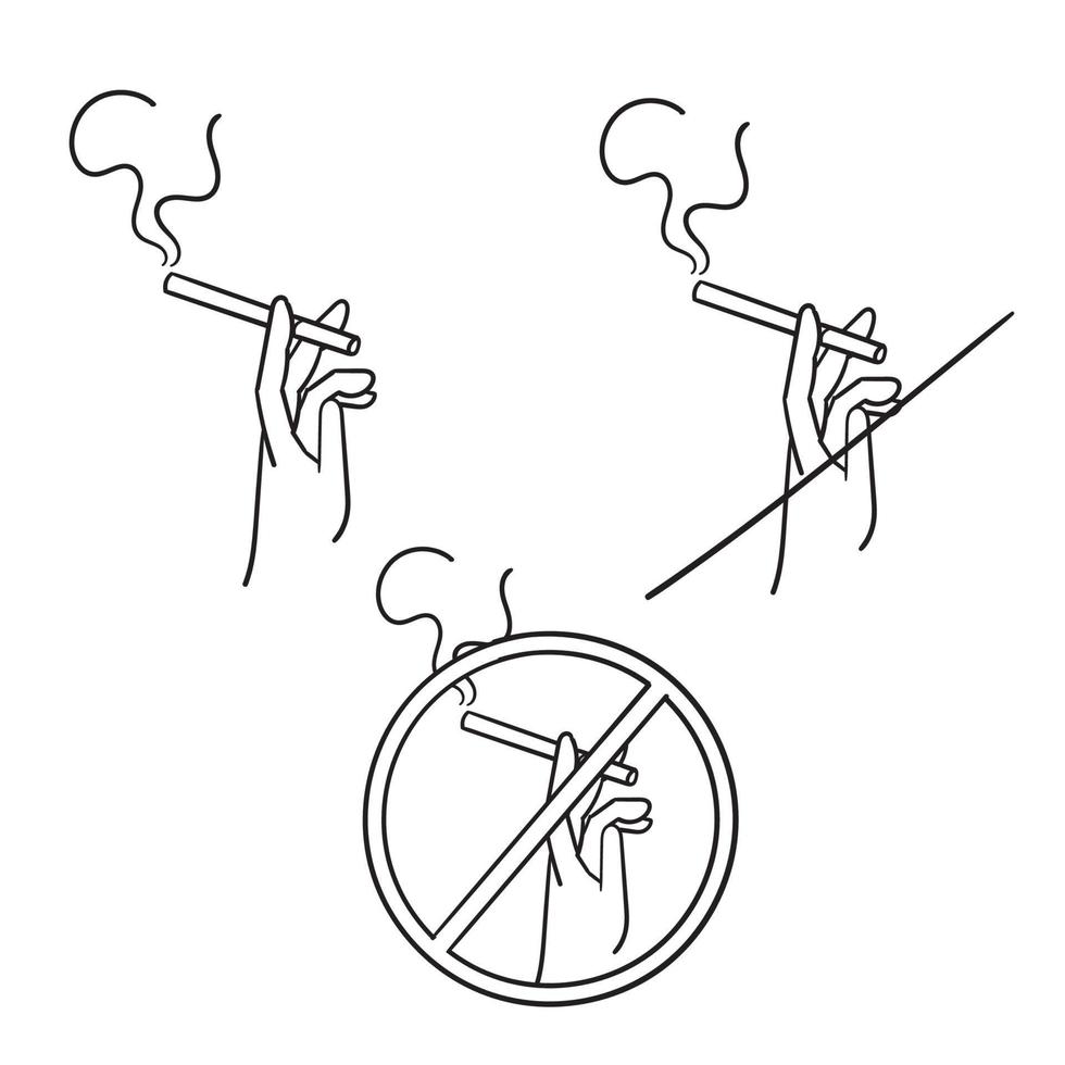 dibujado a mano doodle vector de ilustración de icono de no fumar