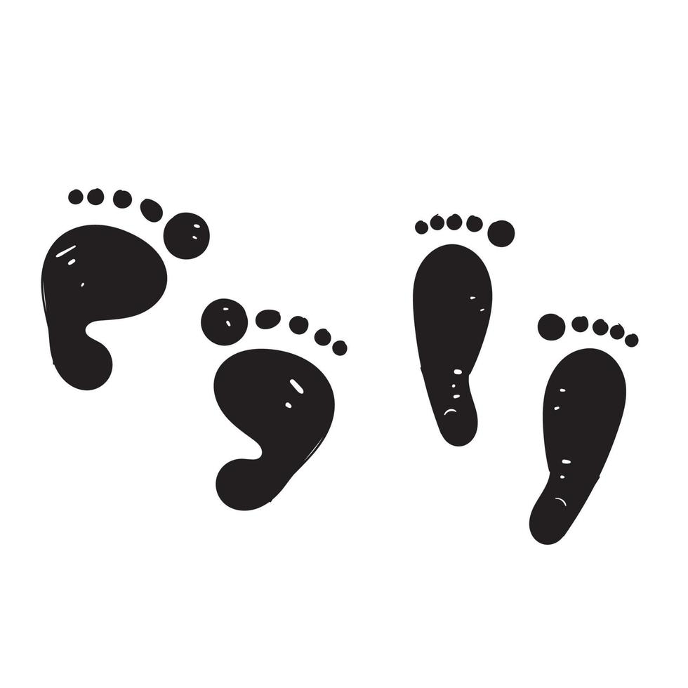 hand drawn doodle human foot step or footprint illustration vector