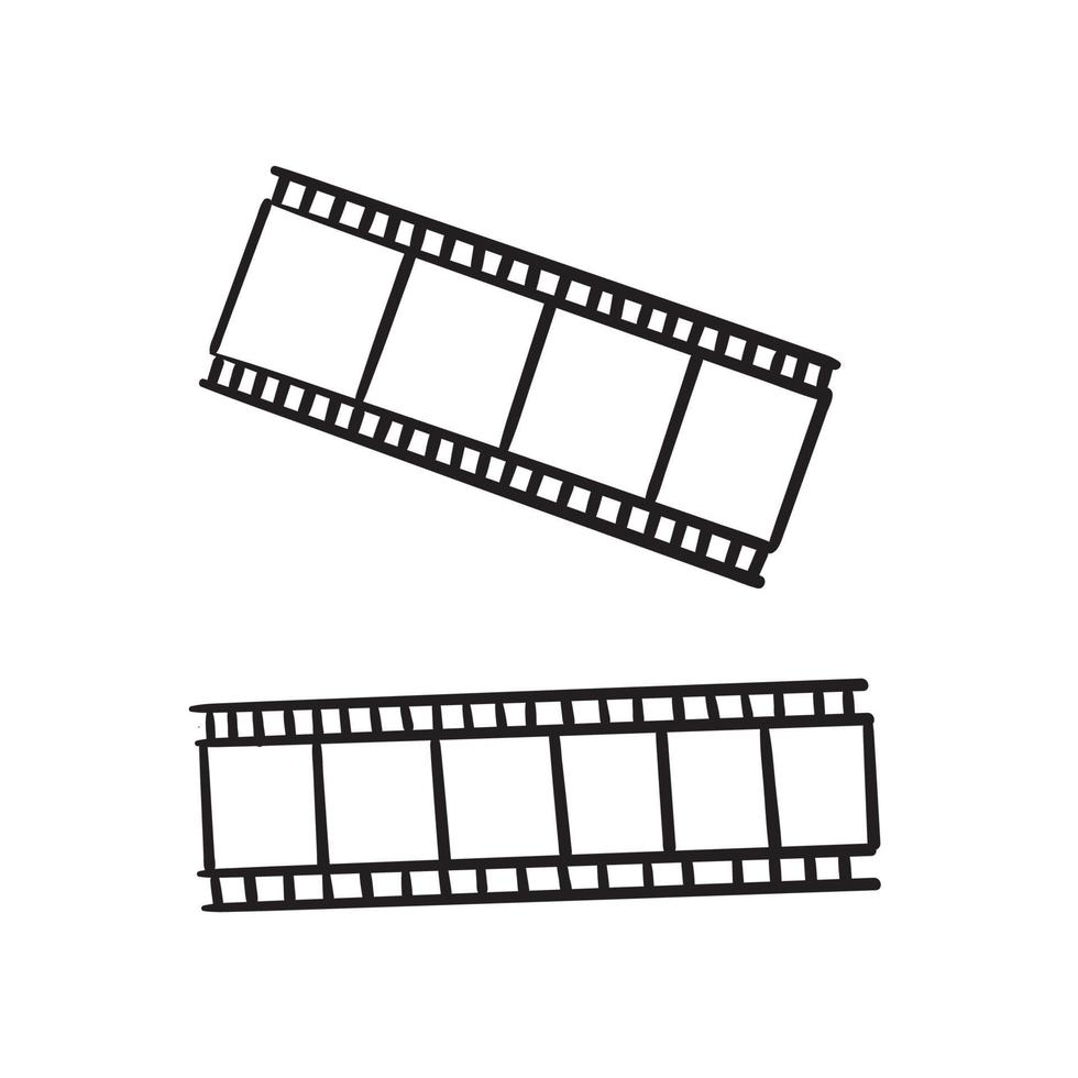 hand drawn doodle film strip icon illustration isolated background vector