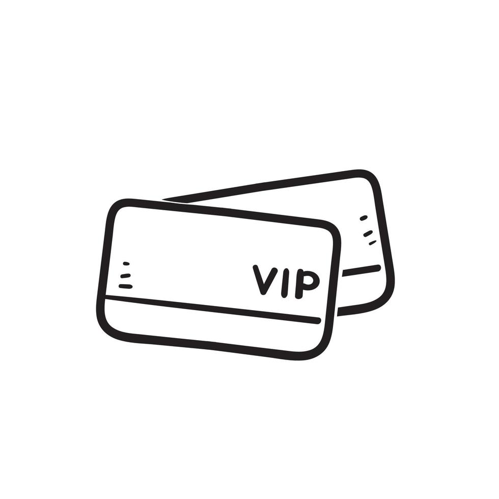 hand drawn doodle vip card icon illustration vector isolated