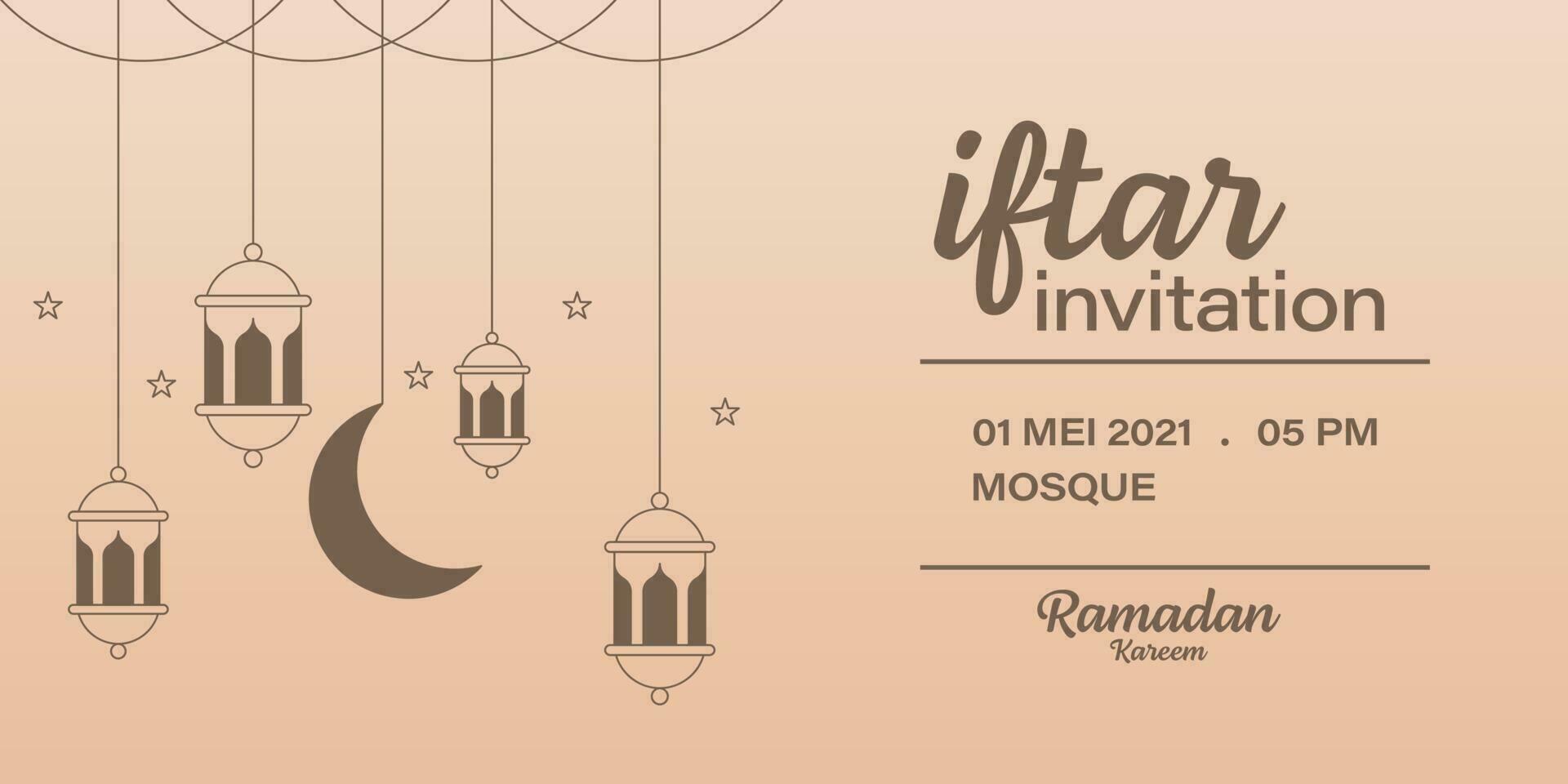 Ramadan kareem breaking the fast invitation vector