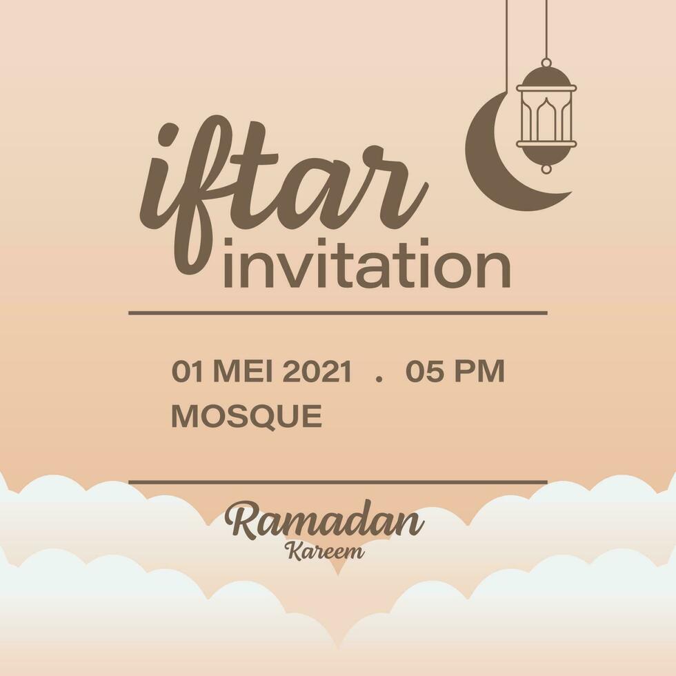 Ramadan kareem breaking the fast invitation vector