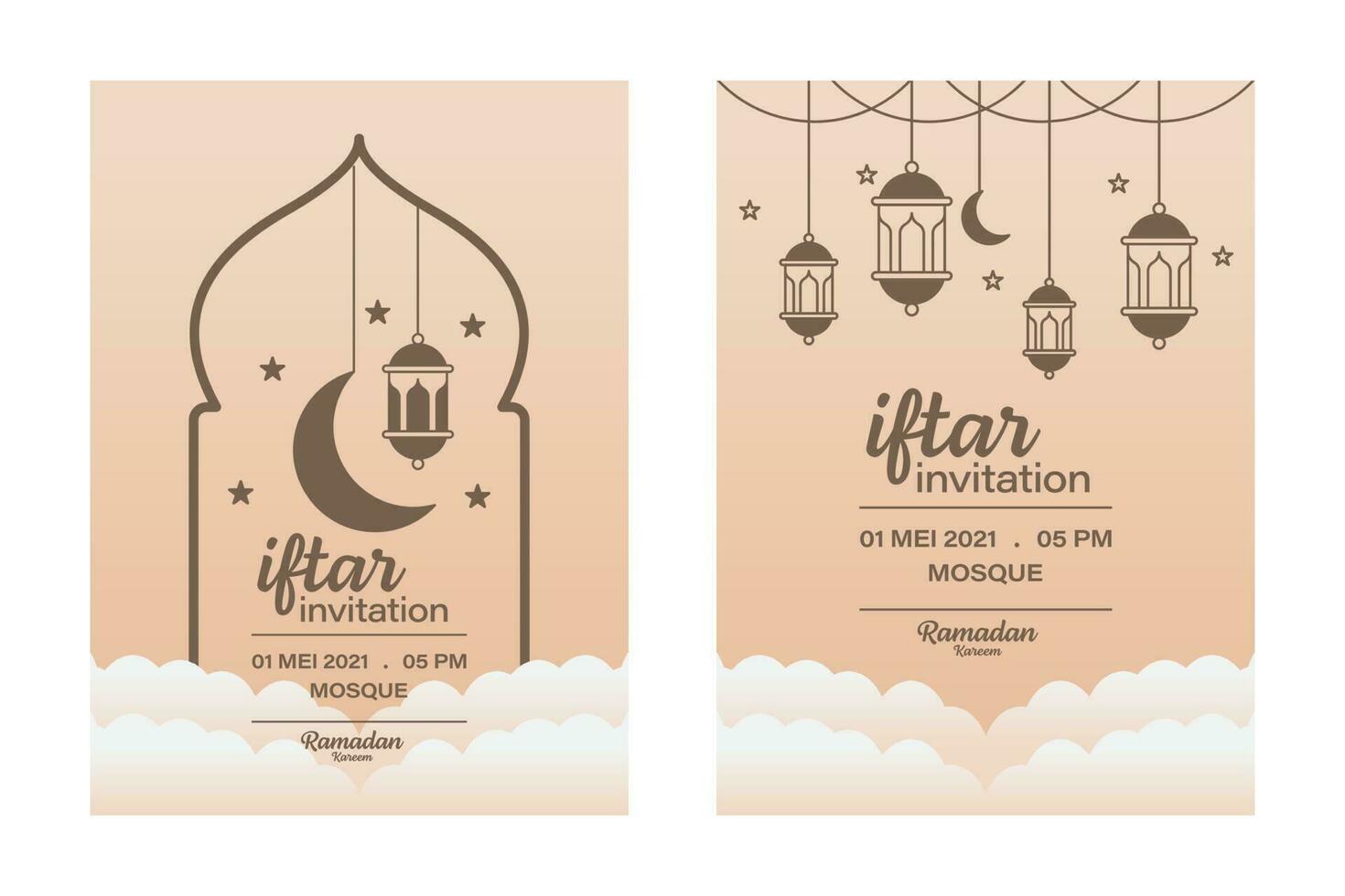 Ramadan kareem breaking the fast invitation line art vector