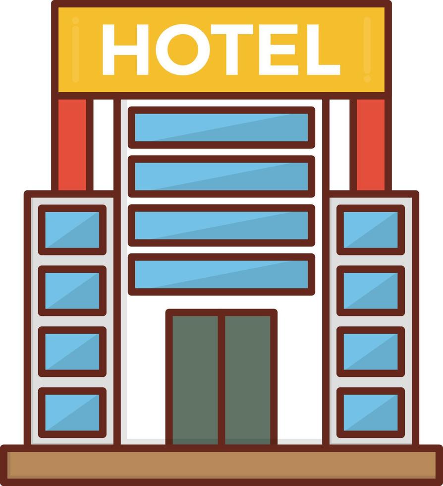 Ilustración de vector de hotel sobre un fondo transparente. símbolos de primera calidad. icono de color plano de línea vectorial para concepto y diseño gráfico.