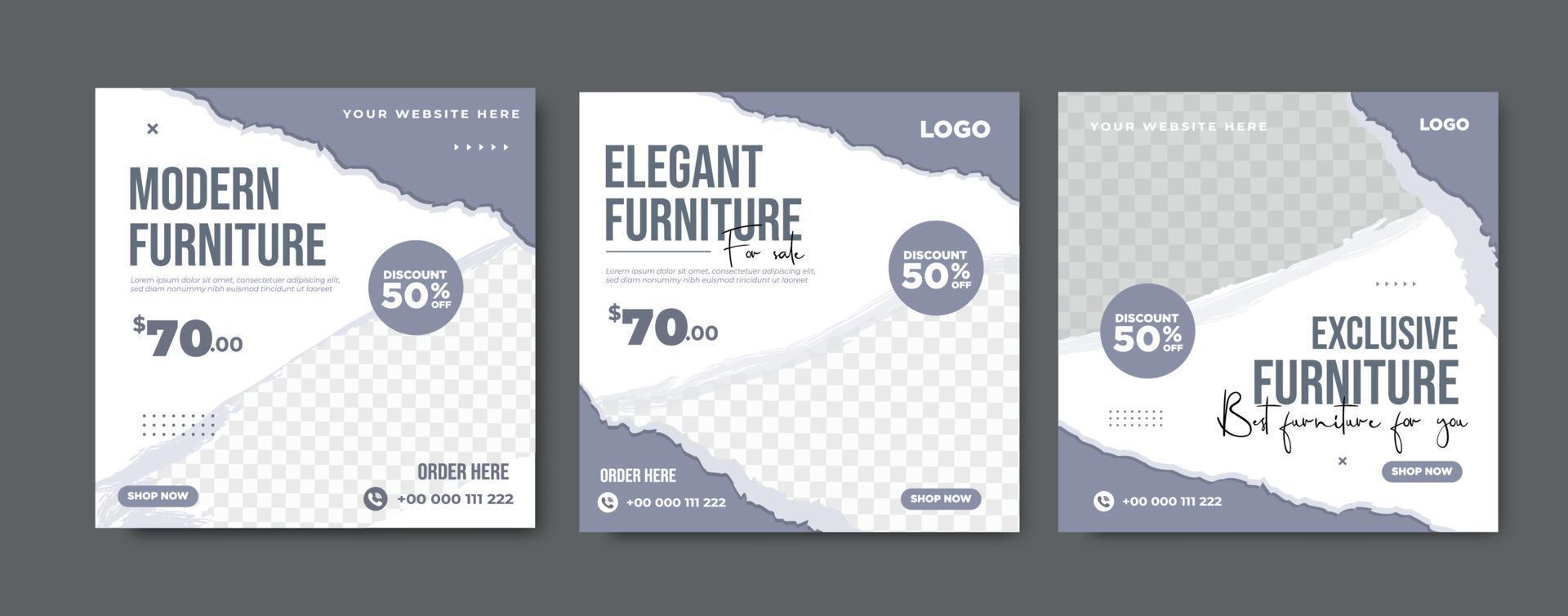 Exclusive furniture sale instagram story and template vector