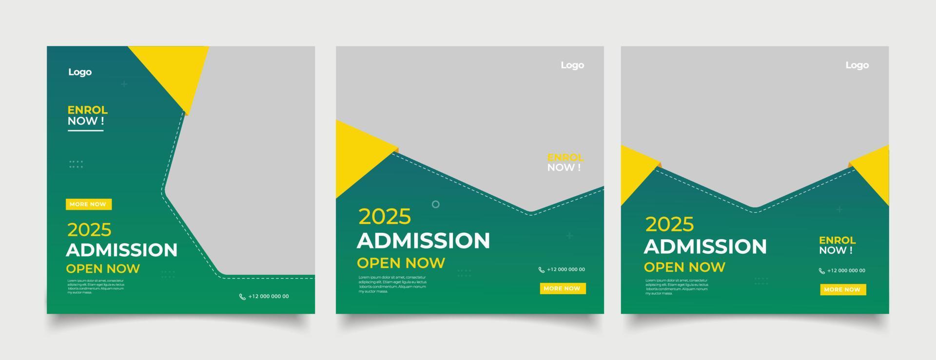 School education admission social media post and web banner template vector