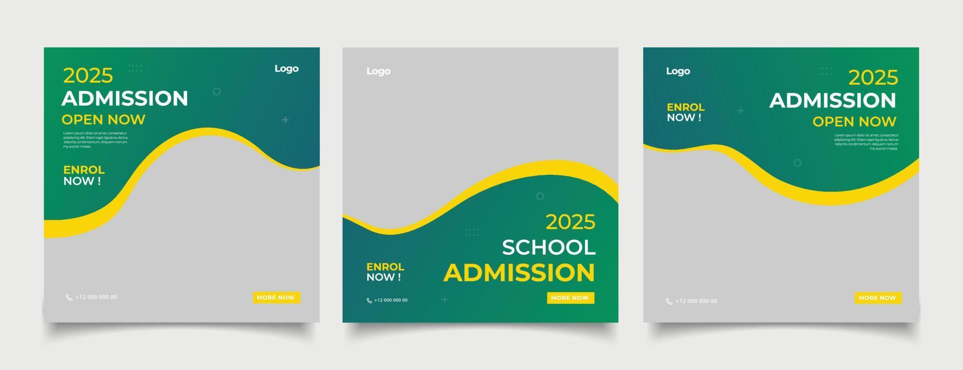 School education admission social media post and web banner template vector