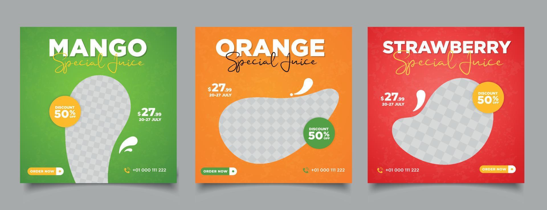 fresh juice social media banner template vector