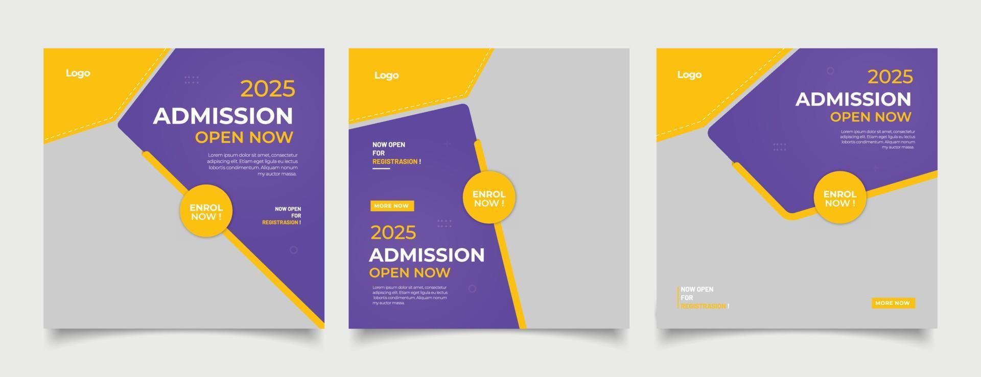 School education admission social media post and web banner template vector