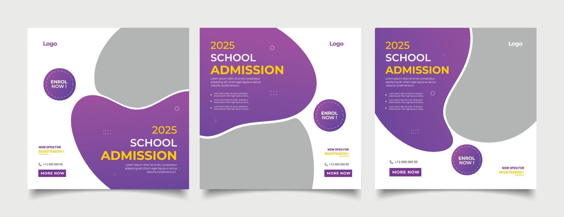 School education admission social media post and web banner template vector