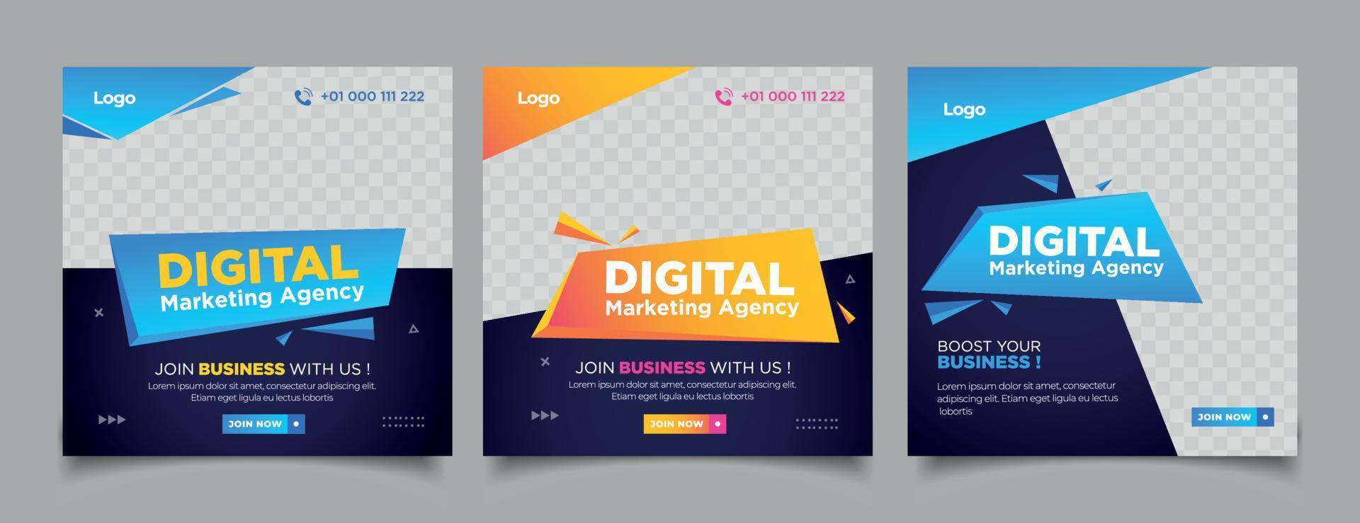 agencia de marketing digital con publicación de redes sociales con textura de papel vector