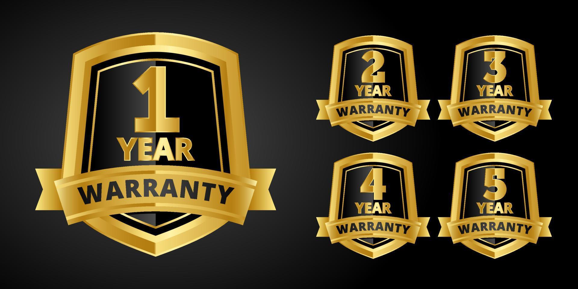 Warranty label vector emblem with gold color scheme