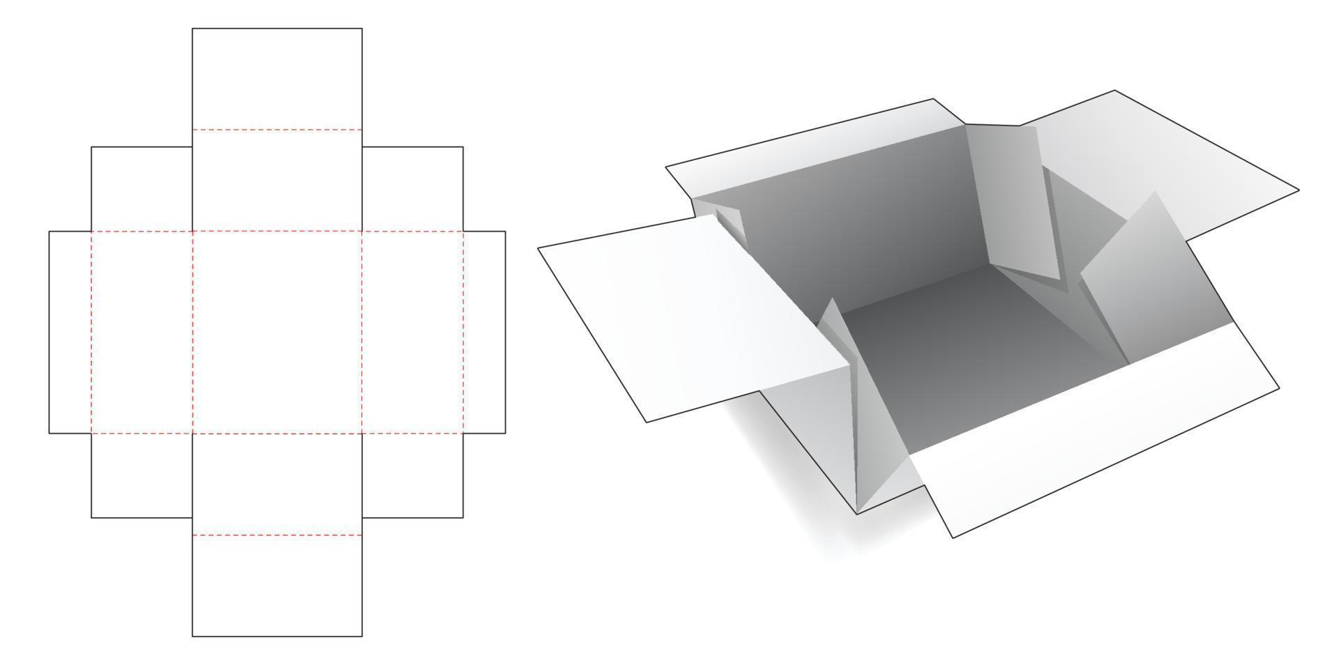 Plantilla troquelada de caja de envoltura de una pieza vector