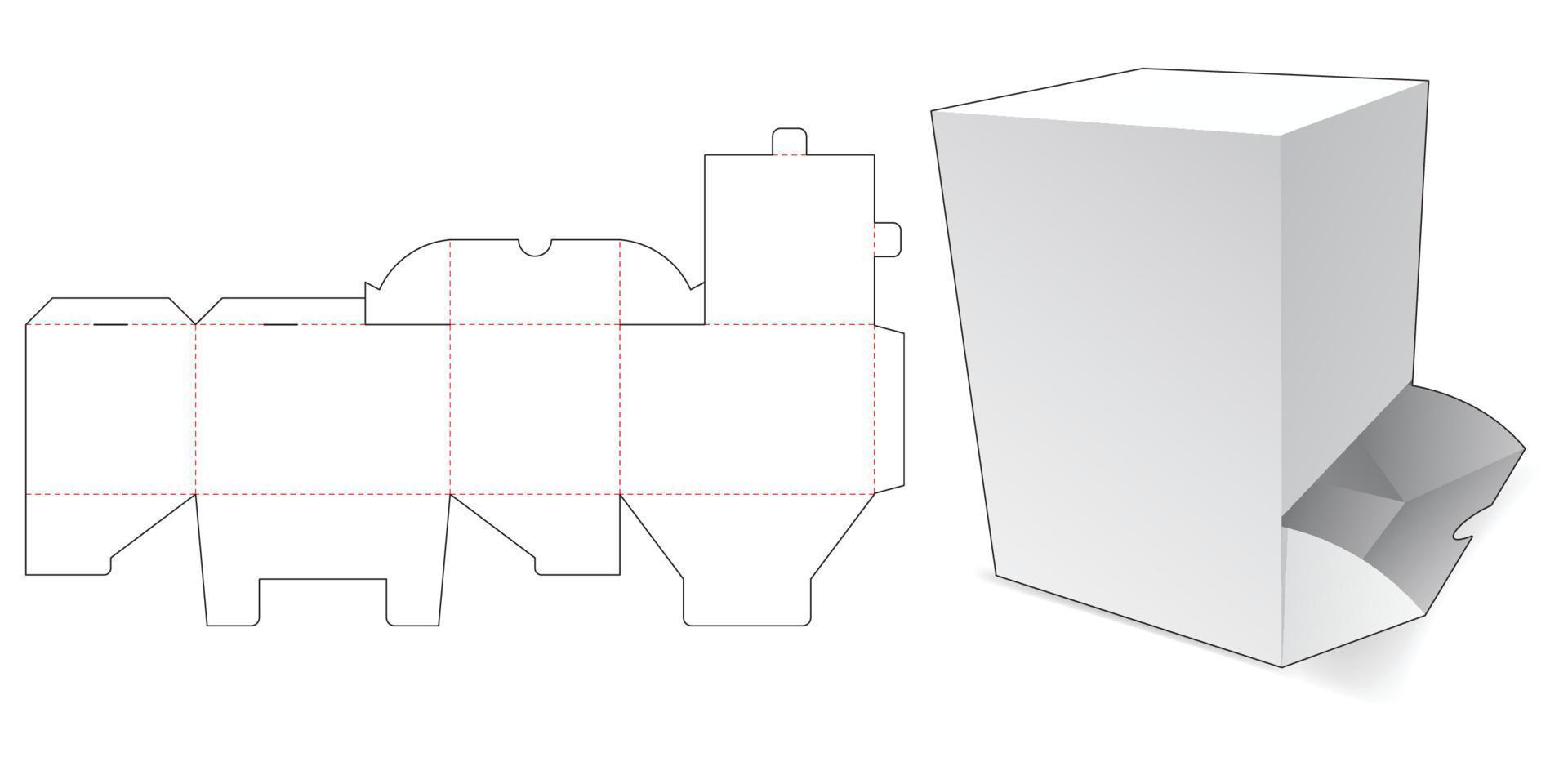 caja de embalaje con plantilla troquelada de apertura de solapa vector