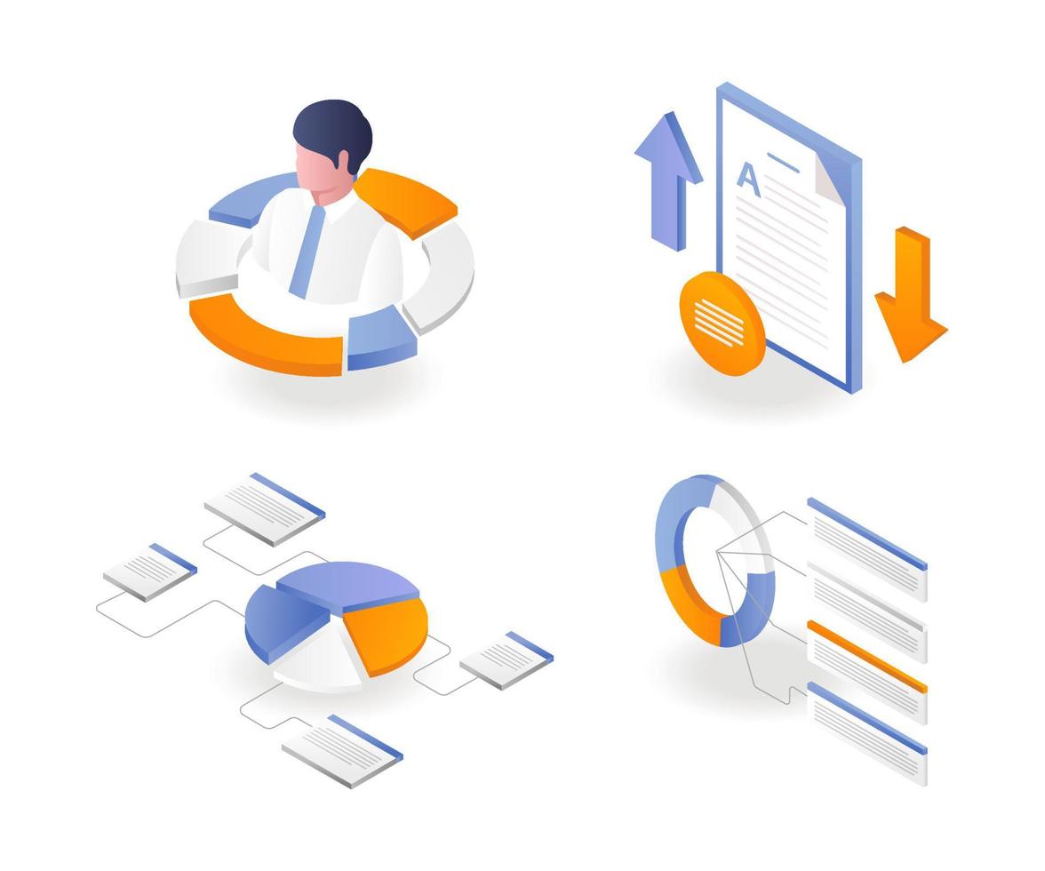 un conjunto de iconos de gráficos circulares analíticos vector