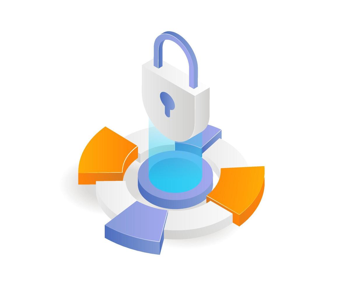 Server security padlock shield vector