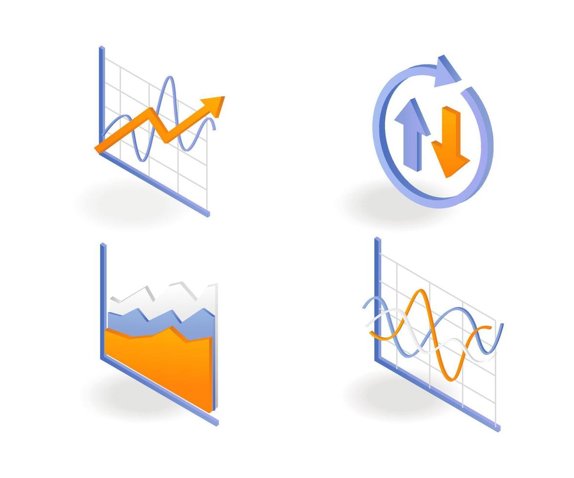 A set of analytical pie chart icons vector