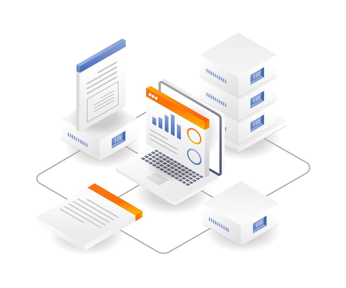 Network document database computer process analysis cloud server vector