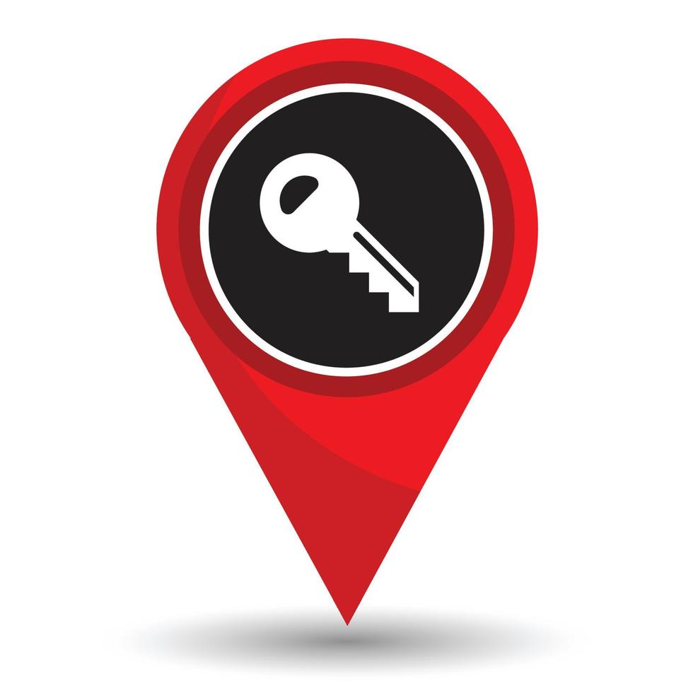 Pointer location with key icon vector