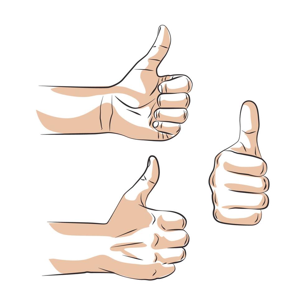 Thumb hand sketch vector