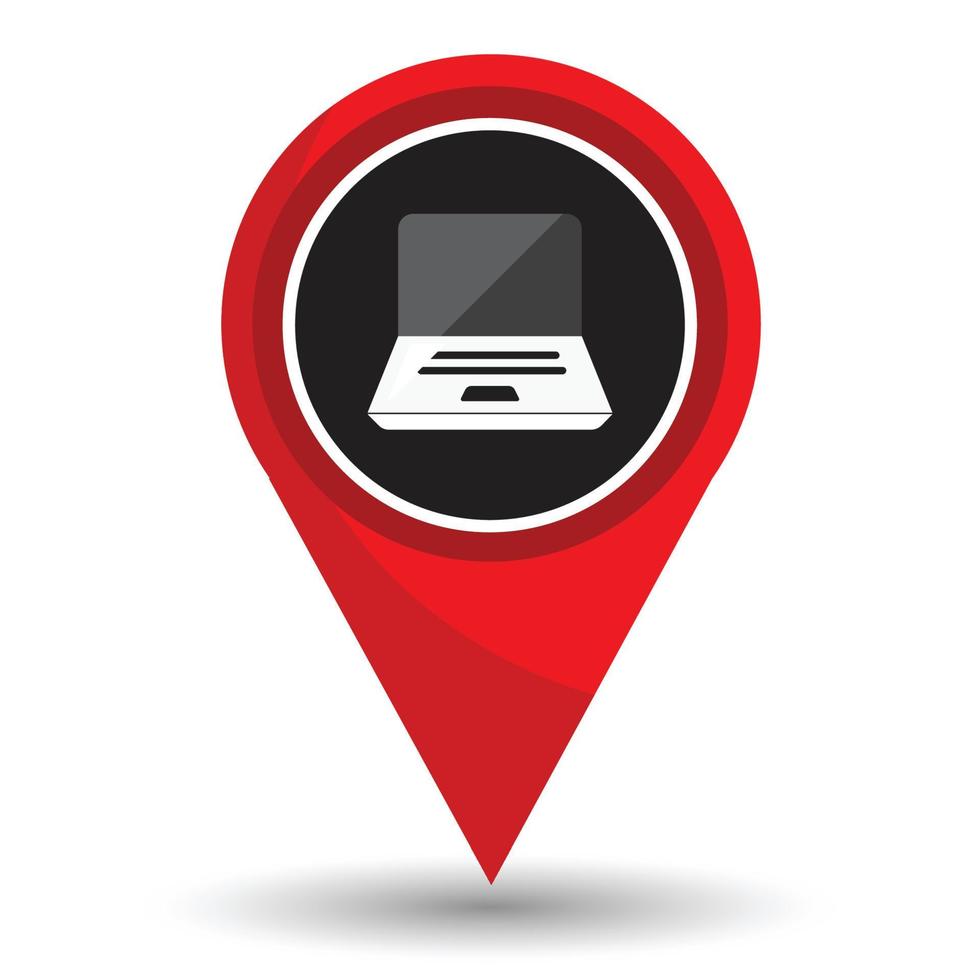 Pointer location with laptop icon vector