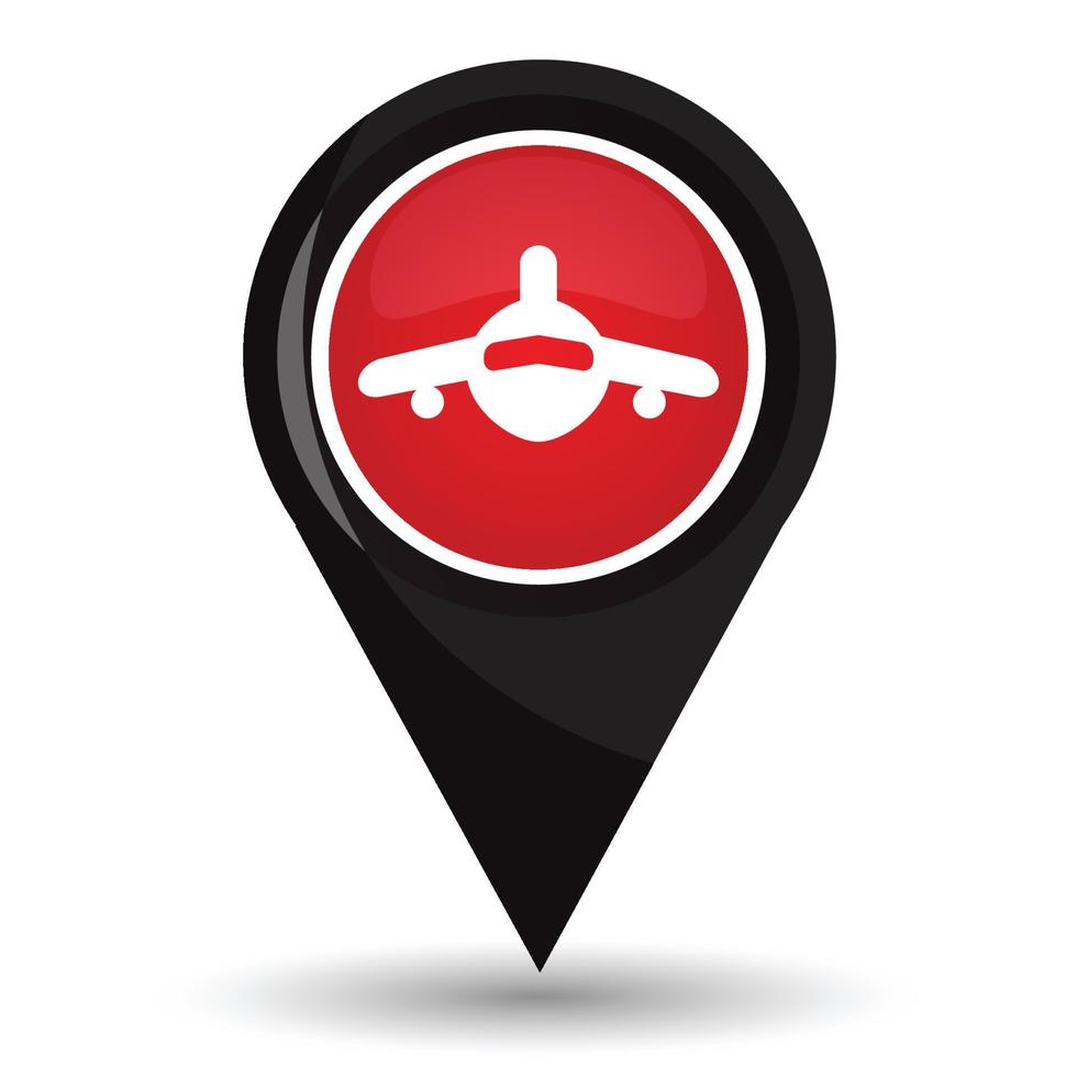 Pointer with airplane icon vector