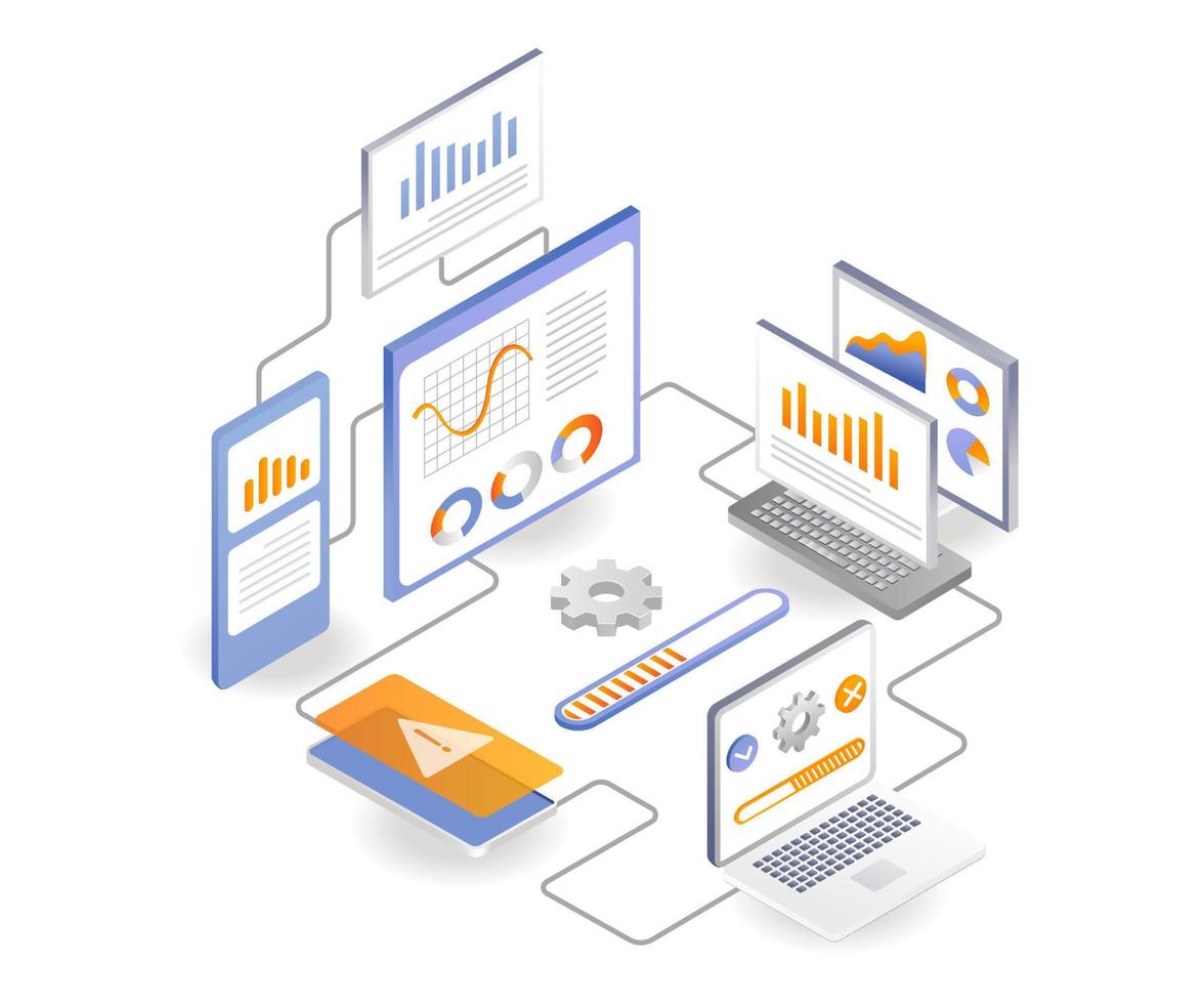 Web de aplicación de prueba y análisis de datos de red. vector