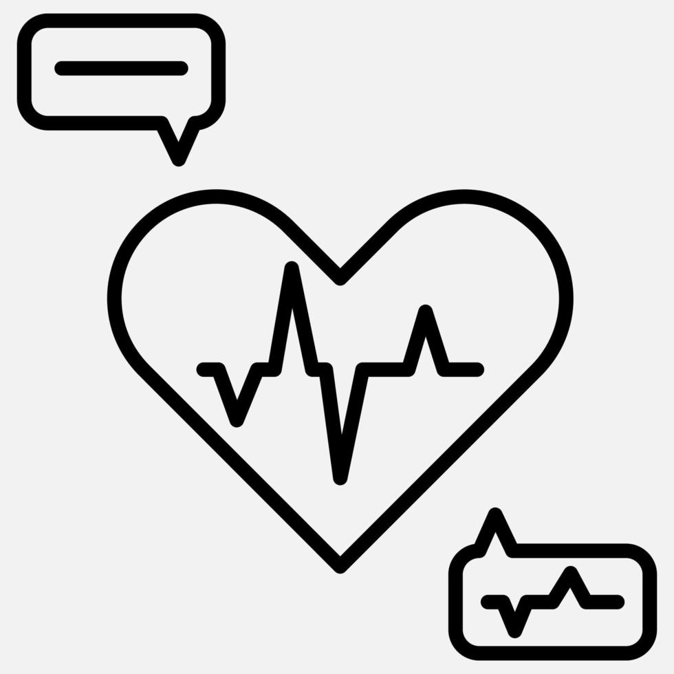 heart beat icon and chat vector
