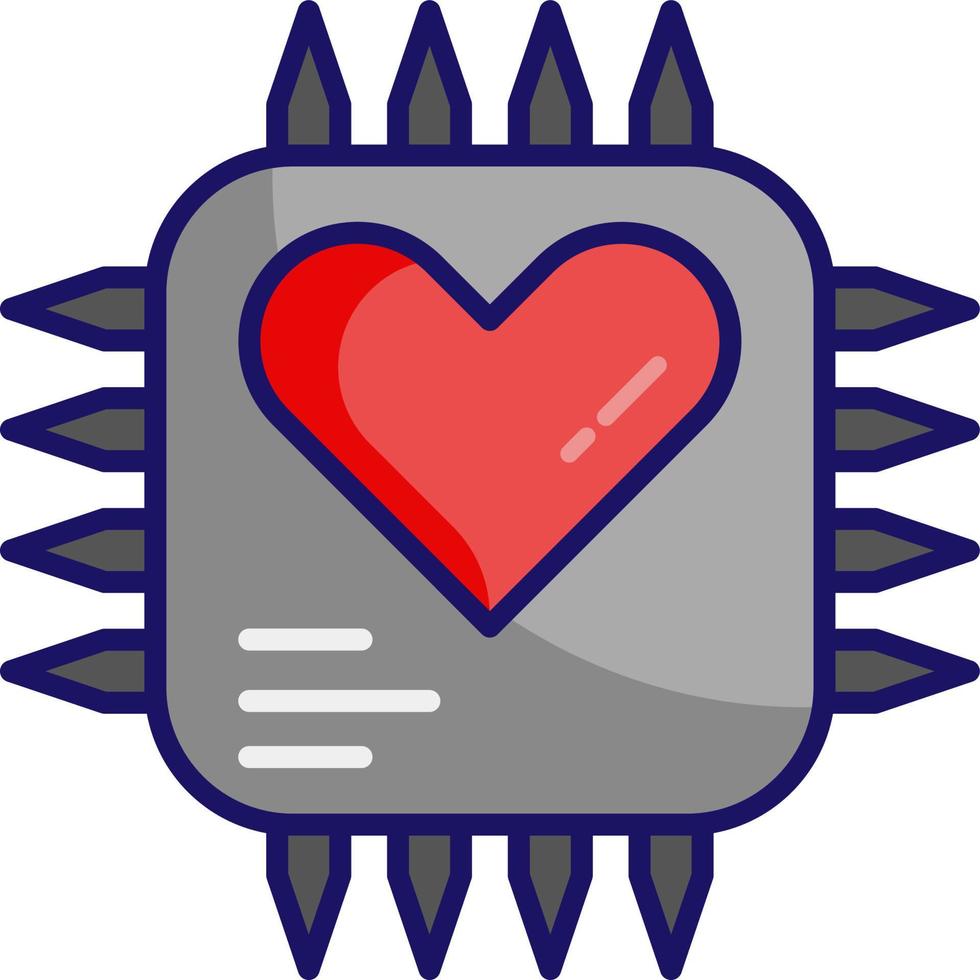 icono de chipset y corazón vector
