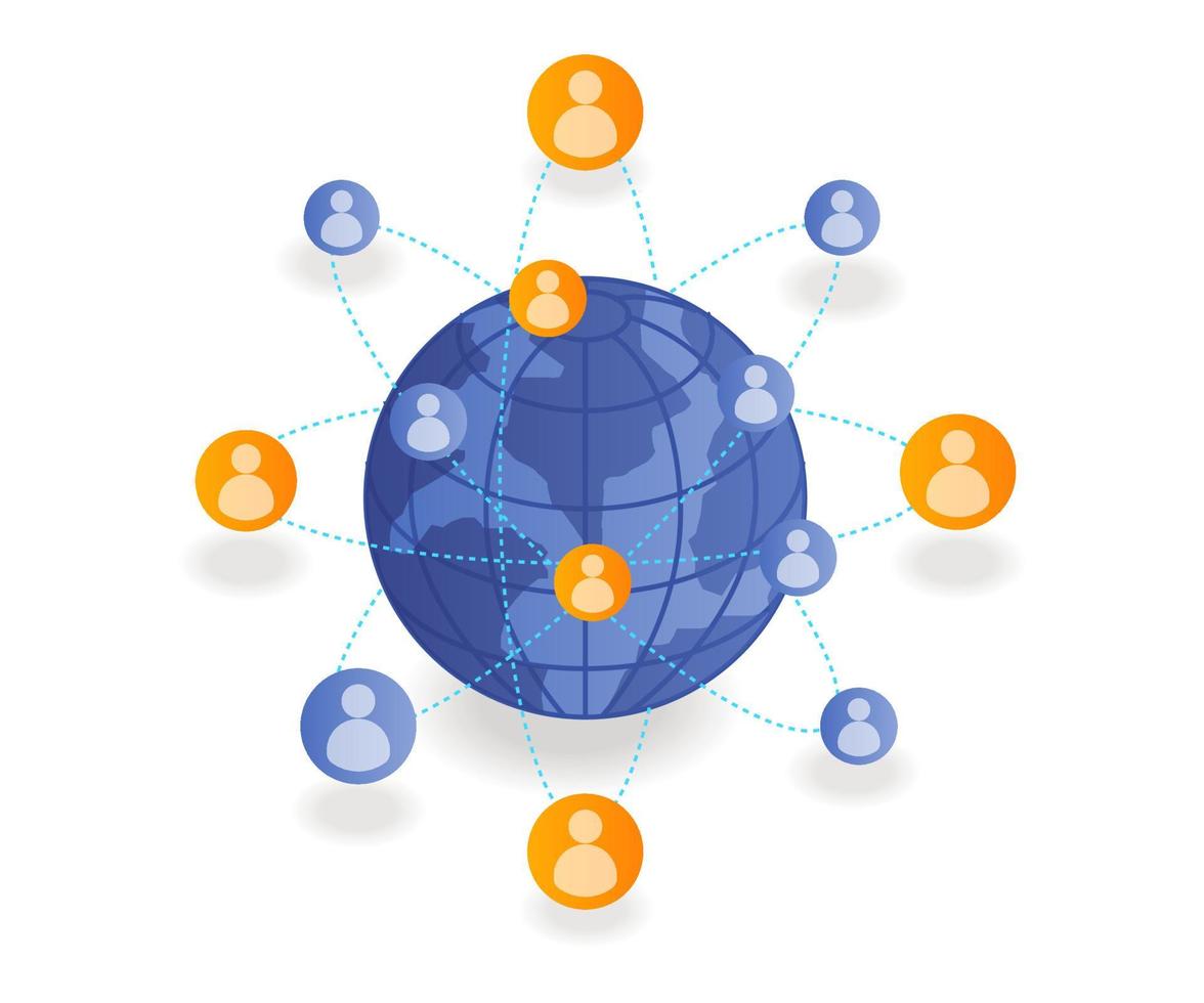 Earth with social media networks vector