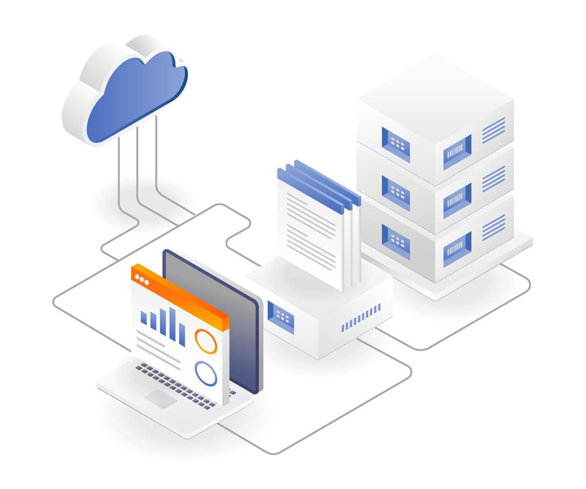 centro de servidores en la nube de análisis de datos vector