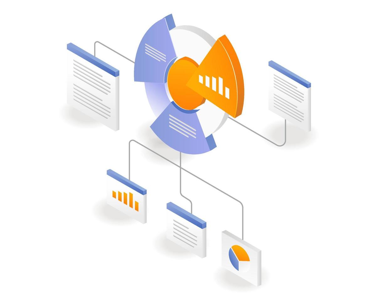 Analista de negocios con infografía de gráfico circular vector