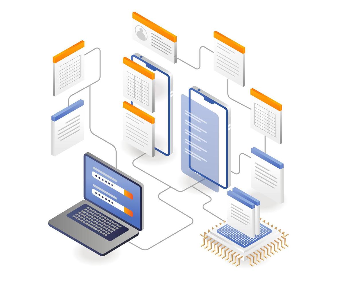 network data smartphone and laptop app vector