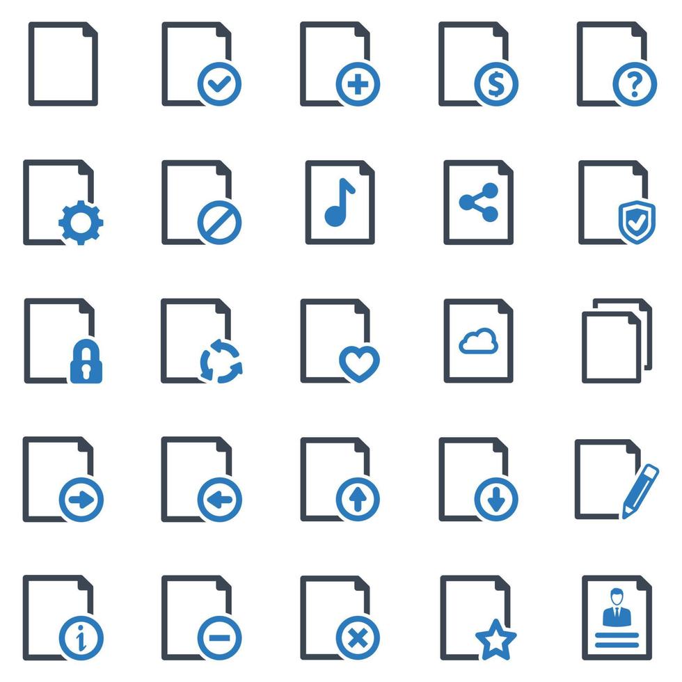 Files Documents Icon Set - vector illustration . file, document, files, documents, page, add, cancel, delete, remove, check, icons .