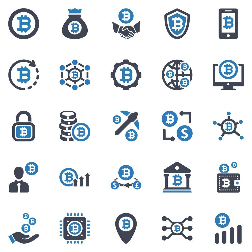 Bitcoin Icon Set - vector illustration . bitcoin, cryptocurrency, investment, bitcoins, crypto, currency, icons .